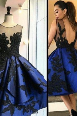 Short Royal Blue See Through Homecoming Prom Evening Formal Dresses 3020117