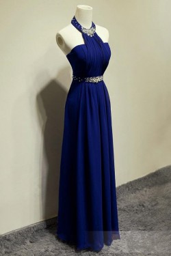 Long Blue Beaded Prom Formal Evening Party Dresses 3021173