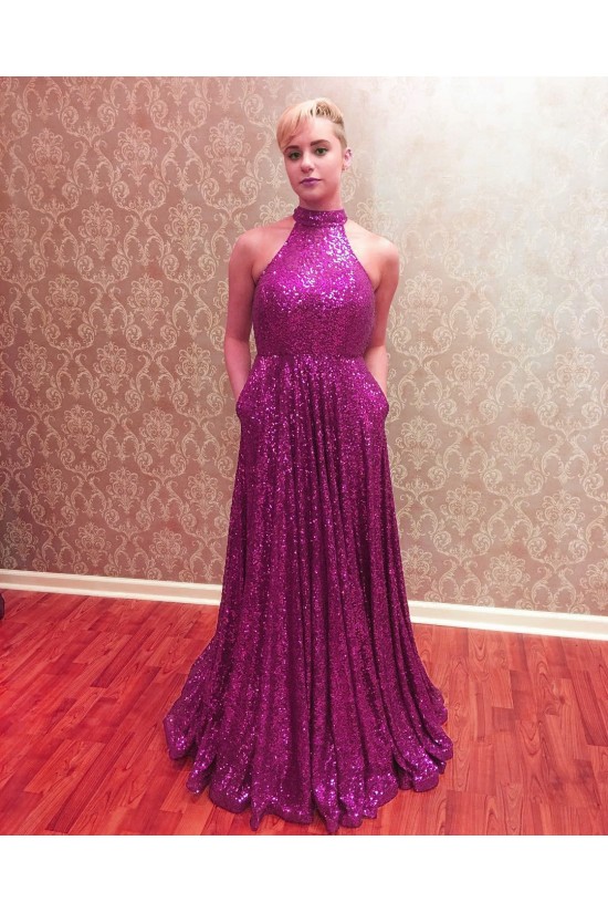 High Neck Sequins Long Prom Formal Evening Party Dresses 3021177 High Neck Sequins Long Prom Formal Evening Party Dresses 3021177