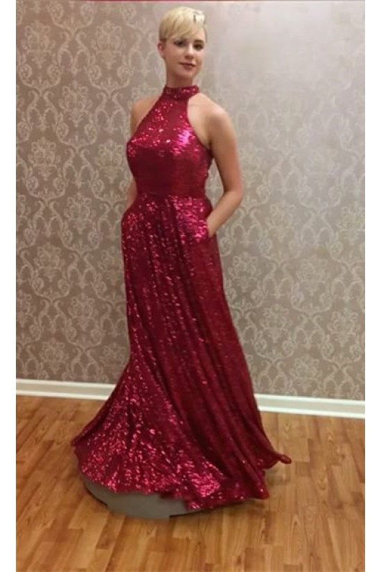 High Neck Sequins Long Prom Formal Evening Party Dresses 3021177 High Neck Sequins Long Prom Formal Evening Party Dresses 3021177