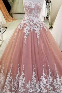 Ball Gown Lace Appliques Long Prom Formal Evening Party Dresses 3021190