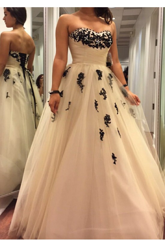 Beaded Black Lace Appliques Tulle Ball Gown Prom Formal Evening Party Dresses 3021193 Beaded Black Lace Appliques Tulle Ball Gown Prom Formal Evening Party Dresses 3021193