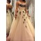 Beaded Black Lace Appliques Tulle Ball Gown Prom Formal Evening Party Dresses 3021193