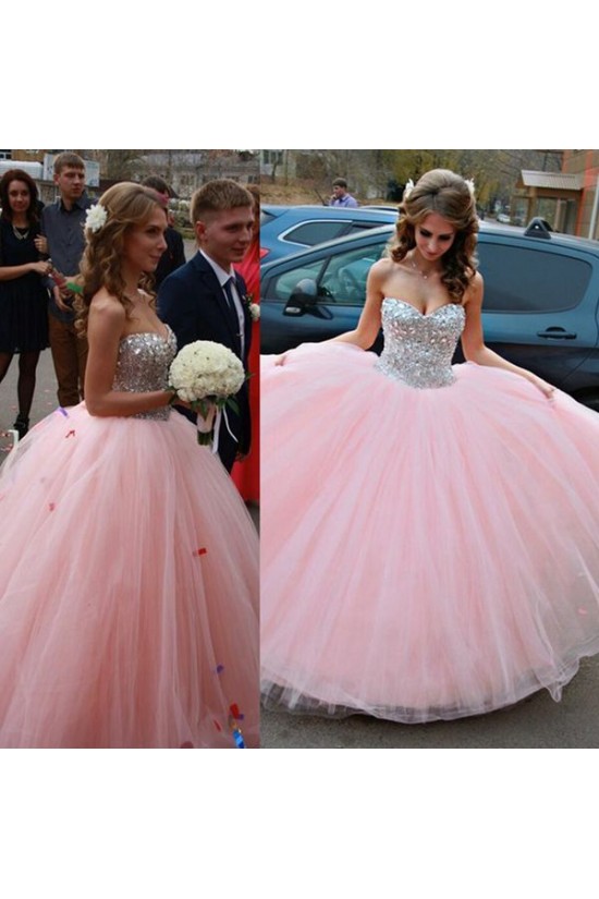Beaded Sweetheart Long Pink Tulle Ball Gown Prom Formal Evening Party Dresses 3021197 Beaded Sweetheart Long Pink Tulle Ball Gown Prom Formal Evening Party Dresses 3021197