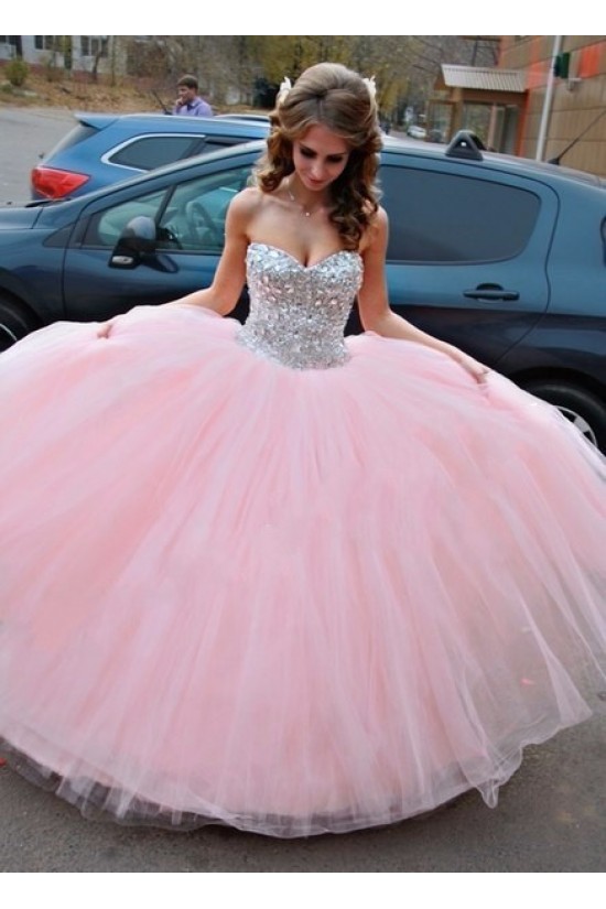 Beaded Sweetheart Long Pink Tulle Ball Gown Prom Formal Evening Party Dresses 3021197 Beaded Sweetheart Long Pink Tulle Ball Gown Prom Formal Evening Party Dresses 3021197