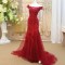 Long Red Beaded Lace Appliques Prom Formal Evening Party Dresses 3021206
