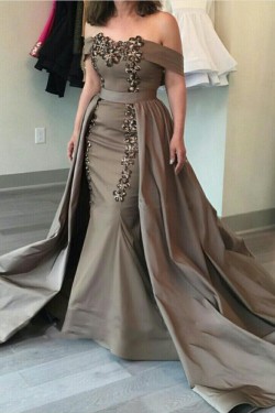 Mermaid Off-the-Shoulder Silver Long Prom Formal Evening Party Dresses 3021210