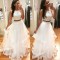 Beaded Two Pieces White Prom Formal Evening Party Dresses 3021211