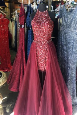 High Low Beaded Sequins Prom Formal Evening Party Dresses 3021213