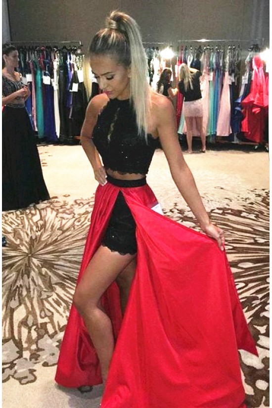 Black Red Two Pieces Lace Prom Formal Evening Party Dresses 3021217 Black Red Two Pieces Lace Prom Formal Evening Party Dresses 3021217