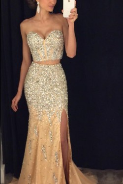 Two Pieces Sweetheart Beaded Prom Formal Evening Party Dresses 3021219