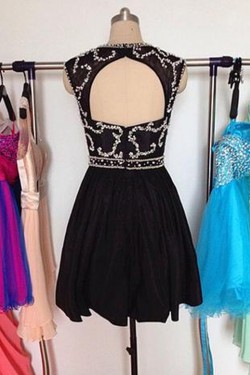 Beaded Short Black Prom Evening Homecoming Cocktail Dresses 3020122