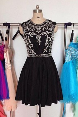 Beaded Short Black Prom Evening Homecoming Cocktail Dresses 3020122