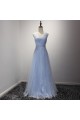 A-Line Long Blue Lace Prom Formal Evening Party Dresses 3021220