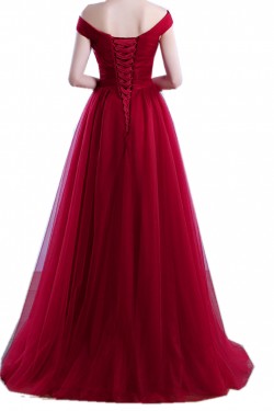 Long Red Off-the-Shoulder Prom Formal Evening Party Dresses 3021221