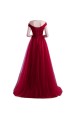 Long Red Off-the-Shoulder Prom Formal Evening Party Dresses 3021221