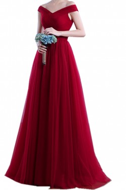 Long Red Off-the-Shoulder Prom Formal Evening Party Dresses 3021221