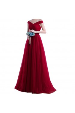 Long Red Off-the-Shoulder Prom Formal Evening Party Dresses 3021221
