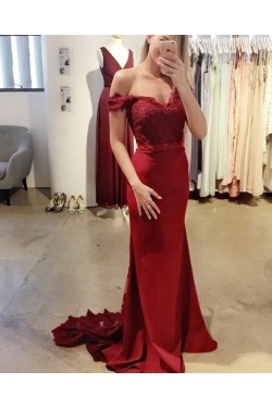 Mermaid Off-the-Shoulder Lace Long Prom Formal Evening Party Dresses 3021227
