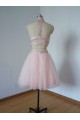 Beaded Two Pieces Short Pink Prom Evening Homecoming Cocktail Dresses 3020123