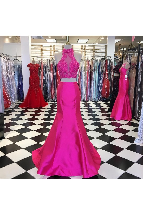 Mermaid Two Pieces Lace Prom Formal Evening Party Dresses 3021238