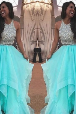 Two Pieces Beaded Prom Formal Evening Party Dresses 3021246