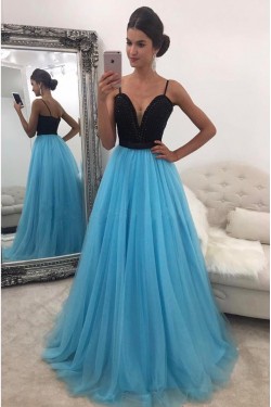 Beaded Spaghetti Straps Long Prom Formal Evening Party Dresses 3021252