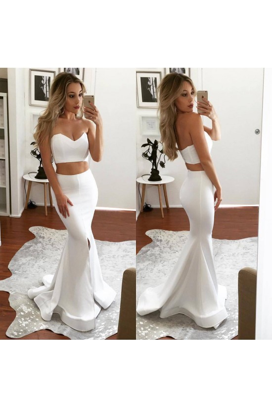 Two Pieces Mermaid White Prom Formal Evening Party Dresses 3021254 Two Pieces Mermaid White Prom Formal Evening Party Dresses 3021254