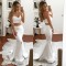 Two Pieces Mermaid White Prom Formal Evening Party Dresses 3021254