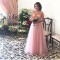 Long Pink Lace Tulle Spaghetti Straps Prom Formal Evening Party Dresses 3021255