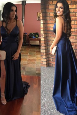 Sexy Spaghetti Straps Prom Formal Evening Party Dresses with Slit 3021258