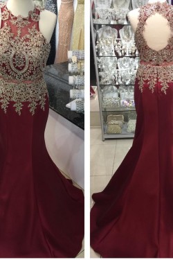 Mermaid Lace Appliques Keyhole Back Long Prom Formal Evening Party Dresses 3021262