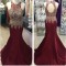 Mermaid Lace Appliques Keyhole Back Long Prom Formal Evening Party Dresses 3021262