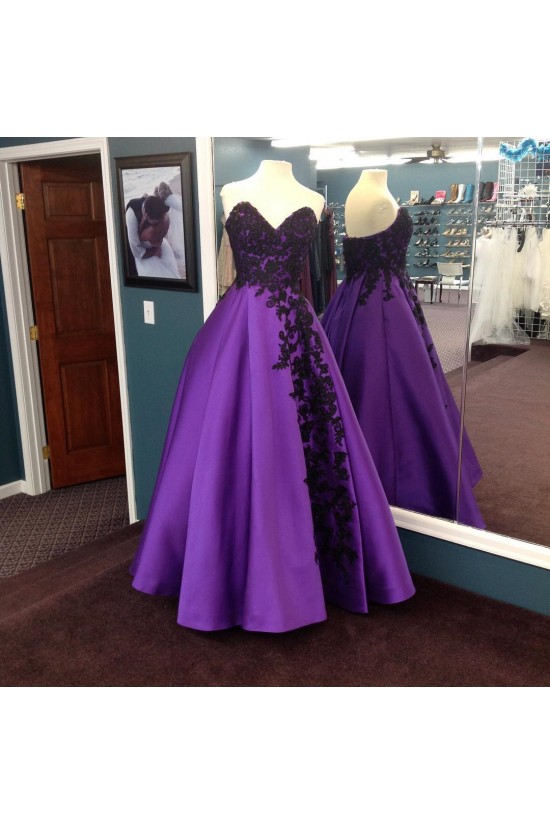 Long Purple Prom Formal Evening Party Dresses with Black Lace Appliques 3021267 Long Purple Prom Formal Evening Party Dresses with Black Lace Appliques 3021267