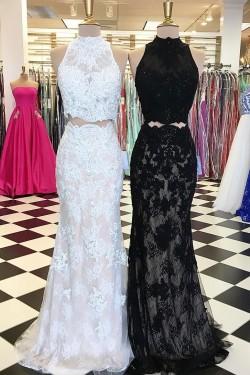 Two Pieces Mermaid Lace Prom Formal Evening Party Dresses 3021270