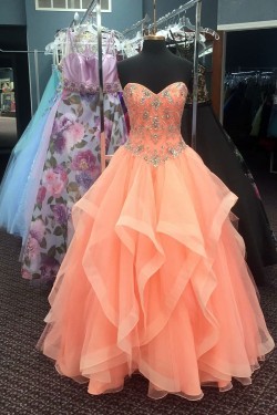 Beaded Ball Gown Sweetheart Long Prom Formal Evening Party Dresses 3021271