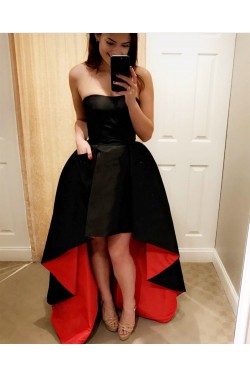 High Low Strapless Black Red Prom Homecoming Cocktail Graduation Dresses 3021273