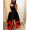 High Low Strapless Black Red Prom Homecoming Cocktail Graduation Dresses 3021273