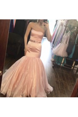 Mermaid Strapless Beaded Long Prom Formal Evening Party Dresses 3021278