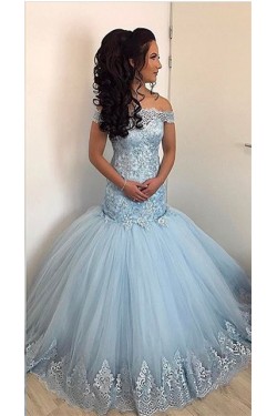 Mermaid Off-the-Shoulder Lace Appliques Long Prom Formal Evening Party Dresses 3021280