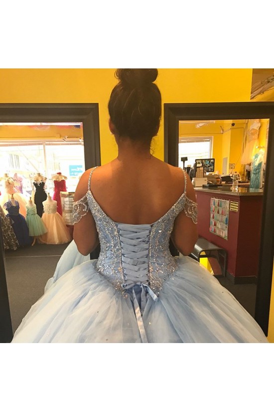Beaded Ball Gown Spaghetti Straps Prom Formal Evening Party Dresses 3021281