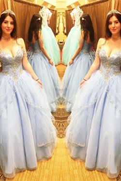 Beaded Ball Gown Spaghetti Straps Prom Formal Evening Party Dresses 3021281