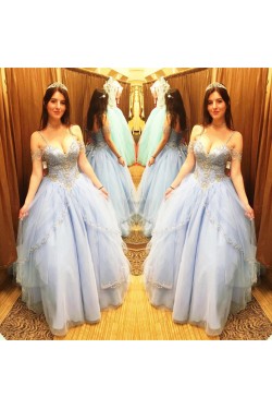 Beaded Ball Gown Spaghetti Straps Prom Formal Evening Party Dresses 3021281