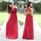 Long Red Lace Chiffon Prom Formal Evening Party Dresses 3021288