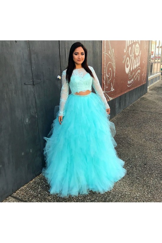 Two Pieces Long Sleeves Tulle Ball Gown Prom Formal Evening Party Dresses 3021289 Two Pieces Long Sleeves Tulle Ball Gown Prom Formal Evening Party Dresses 3021289