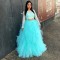 Two Pieces Long Sleeves Tulle Ball Gown Prom Formal Evening Party Dresses 3021289
