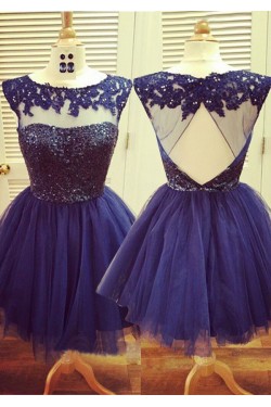 Beaded Short Purple Lace Appliques Sequins Tulle Prom Evening Homecoming Cocktail Dresses 3020129