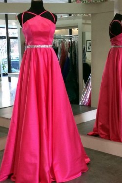 A-Line Beaded Spaghetti Straps Prom Formal Evening Party Dresses 3021292