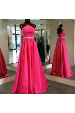 A-Line Beaded Spaghetti Straps Prom Formal Evening Party Dresses 3021292