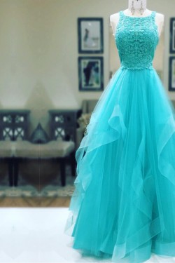 Long Lace Tulle Prom Formal Evening Party Dresses 3021302